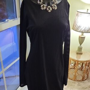 Elegant Black Ribbed Dress